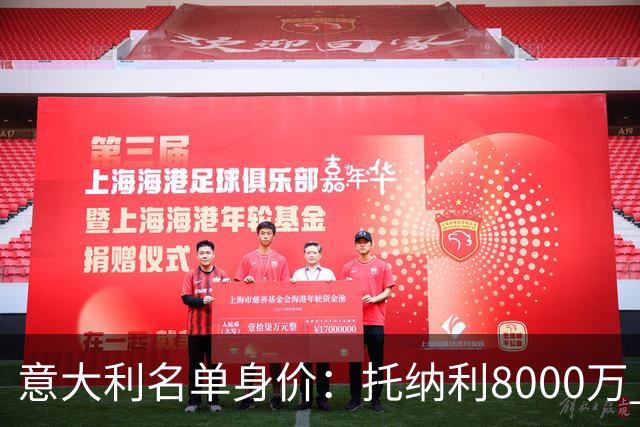 意大利名单身价：托纳利8000万 巴斯托尼6500万 仅10人超过3千万